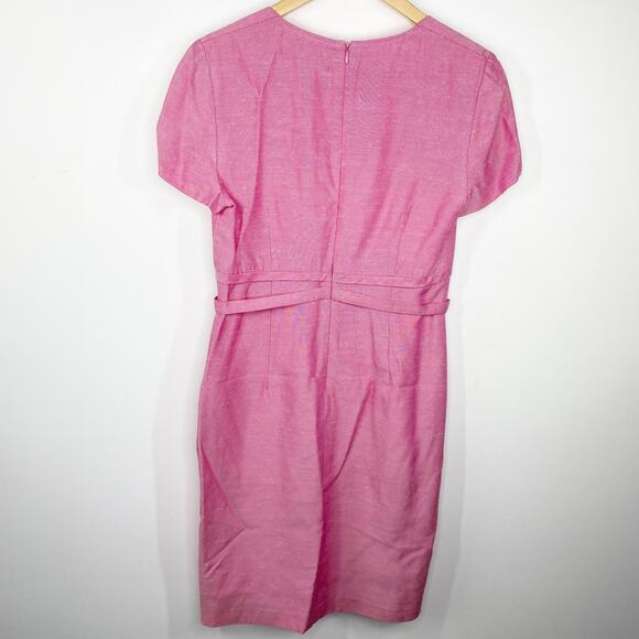 David Meister Pink Sheath Dress Women Sz 6  Short Sleeve Square Neck Feminine - Picture 2 of 11